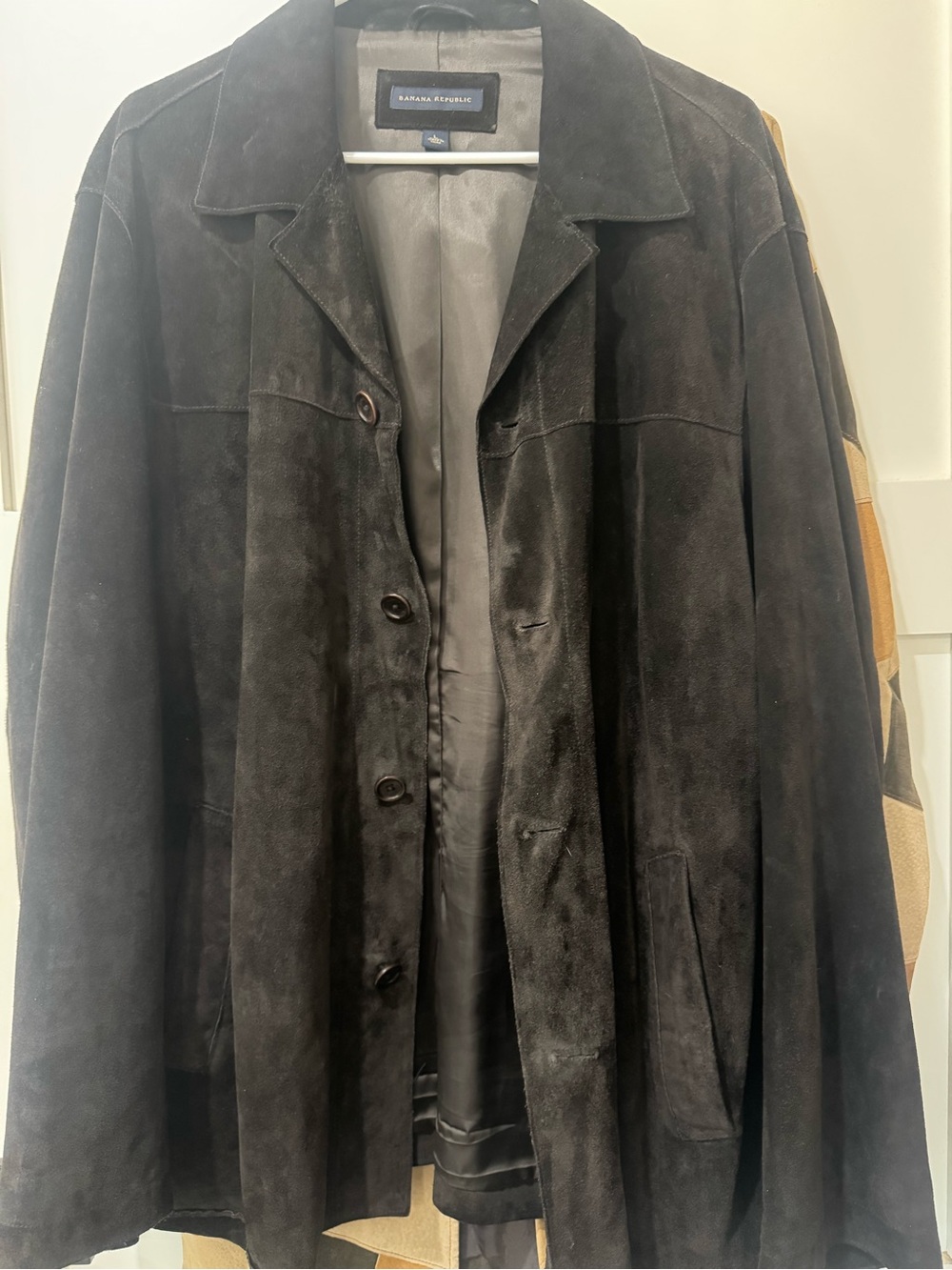 Banana Republic vintage Men's Black Suede Coat Spring 2003 Size Large